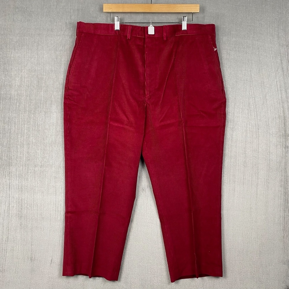 Vtg Lands End Corduroy Trousers Mens 42x26 Raspberry Wide Wale Preppy Heritage